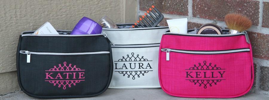 زفاف - Personalized Cosmetic Bag /  Personalized Toiletry Bag - Bride, Bridesmaid Gifts, Teach Gifts, Great for friends too!