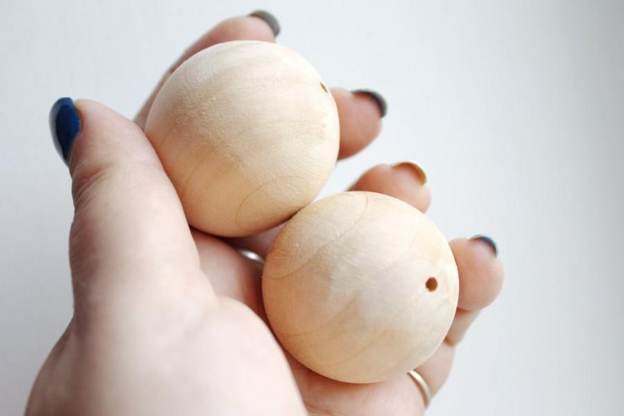 Mariage - 40 mm Wooden round beads 25 pcs - natural eco friendly r40mm