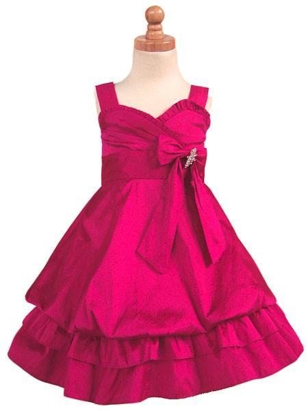 Wedding - Fuchsia Flower Girl Dress - Taffeta Bubble Layered Dress Style: D2960 - Charming Wedding Party Dresses