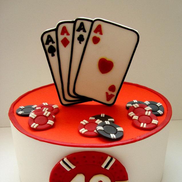 Casino Fondant Edible Cake Topper, Playing Cards Poker Cake, Men's