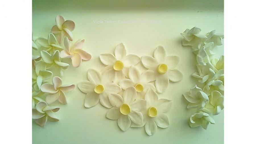 زفاف - Sugar Flowers Gumpaste Frangipani, Gardenia, Jonquil, Daffodil, Wedding, Christening - Edible Fondant & Royal Icing /Various - Choose Item