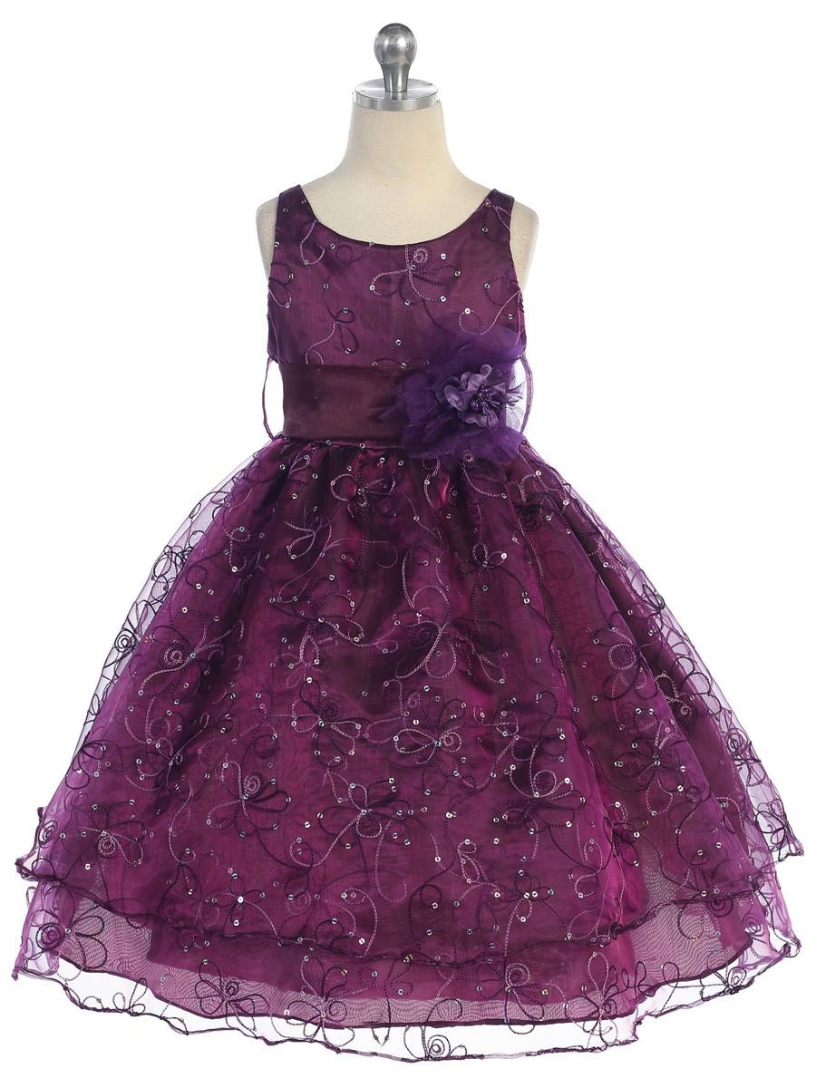 Hochzeit - Plum Two Layer Embroidered Organza Dress Style: D736 - Charming Wedding Party Dresses