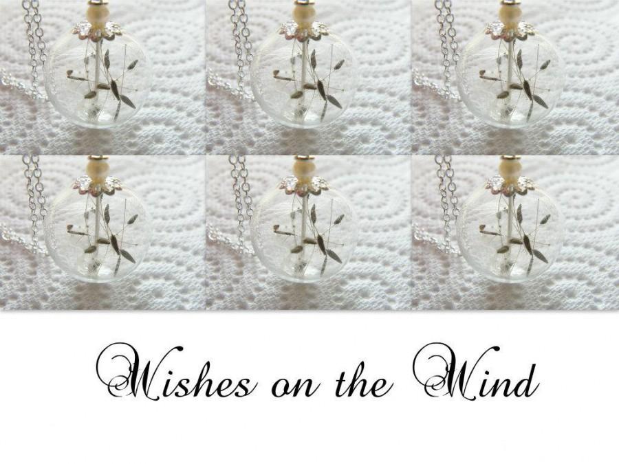 زفاف - Bridesmaid Gift Set Of 6 Dandelion Wish Necklaces - Handblown Glass Orb - Wedding Jewelry - MAKE A WISH