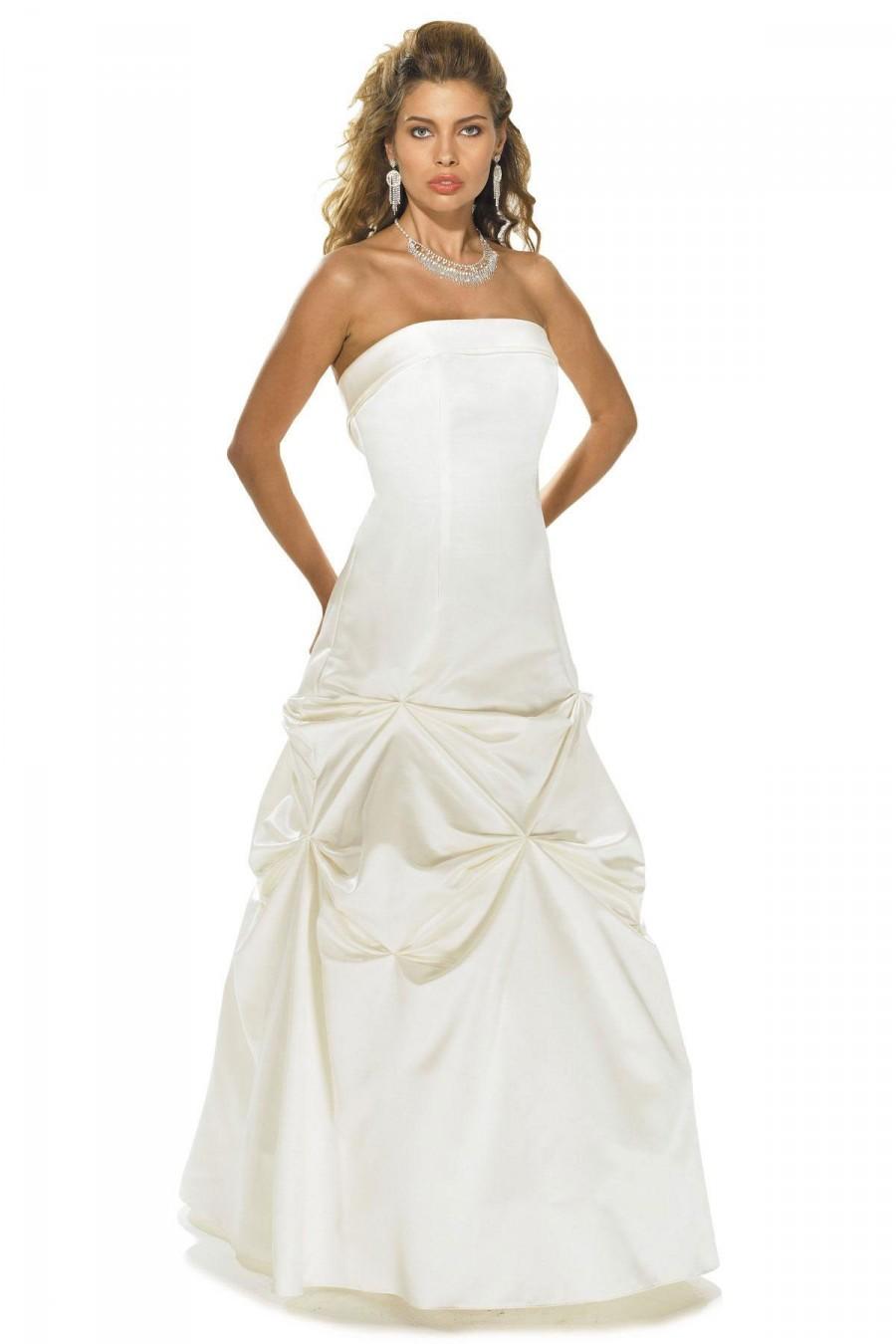 Mariage - Simple A-line Strapless Pick Up Skirt Ruching Floor-length Satin Bridesmaid Dresses - Elegant Evening Dresses