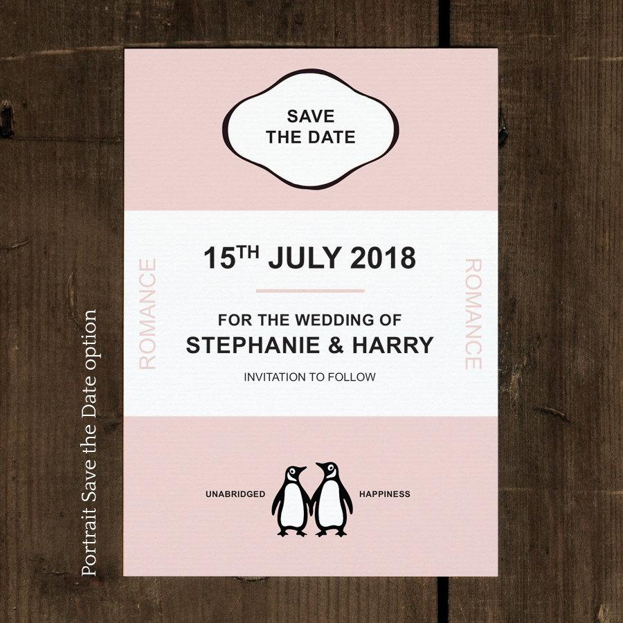 Mariage - Vintage Penguin Classic Save the Date card or save the date magnet. Retro Literary / Book Theme.