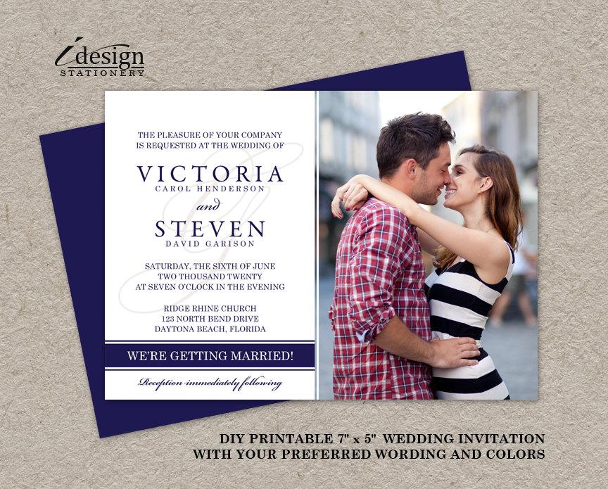 Hochzeit - Photo Wedding Invitation, Photo Wedding Invites, Printable Photo Wedding Invitations, DIY Photo Wedding Invites