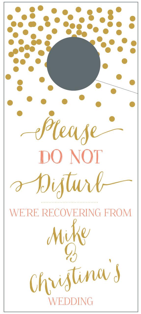 Wedding - Do Not Disturb Door Hangers with Gold Confetti for Wedding Welcome Bags
