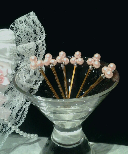 زفاف - Light Pink Pearl Hair Pins, Bridal Hair Pins, Bridal Hair Accessory, Wedding, Engagement