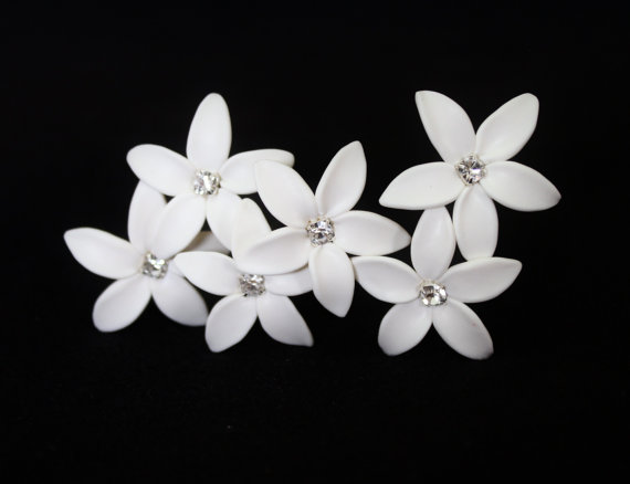 Mariage - White Jasmine Flower Accessories Hair pin Set of 6, Jasmine Wedding Hair Accessories, Wedding Hair Flower Hair Small Hair Flowers Set of 6