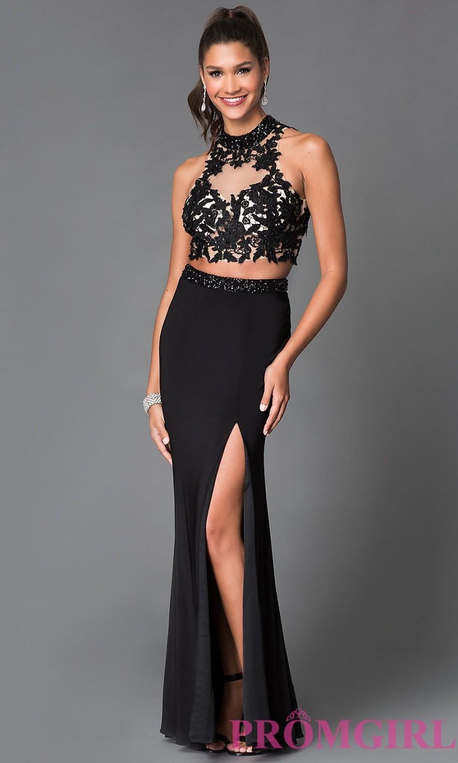 زفاف - Black Two Piece High Neck Sean Prom Dress SN-50865 - Brand Prom Dresses