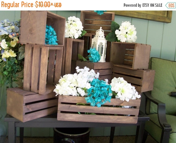 Mariage - ON SALE Wood Crates ,Rustic wedding , wedding reception , table centerpieces , wood planter box , country wedding , wedding decor , wedding