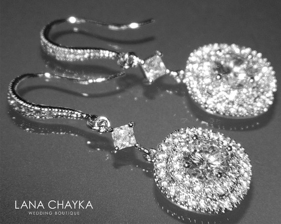 Wedding - Cubic Zirconia Bridal Earrings Chandelier Silver CZ Wedding Earrings Clear Cubic Zirconia Dangle Earrings Wedding Cubic Zirconia Jewelry
