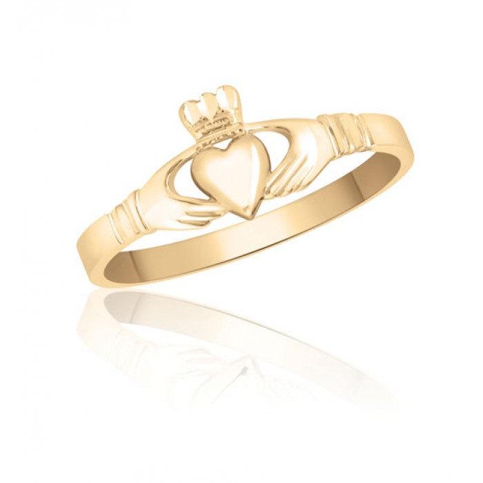زفاف - Classic Ladies Claddagh Ring in 10K Yellow Gold – Promise – Engagement – Wedding – Friendship – Loyalty - Love