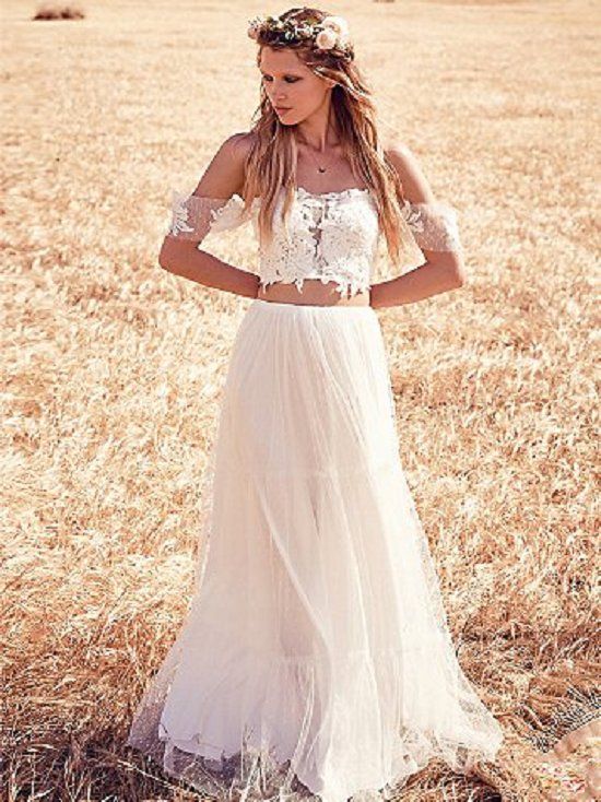 Wedding - 30 Jaw-Droppingly Crop Top Two-piece Wedding Dresses