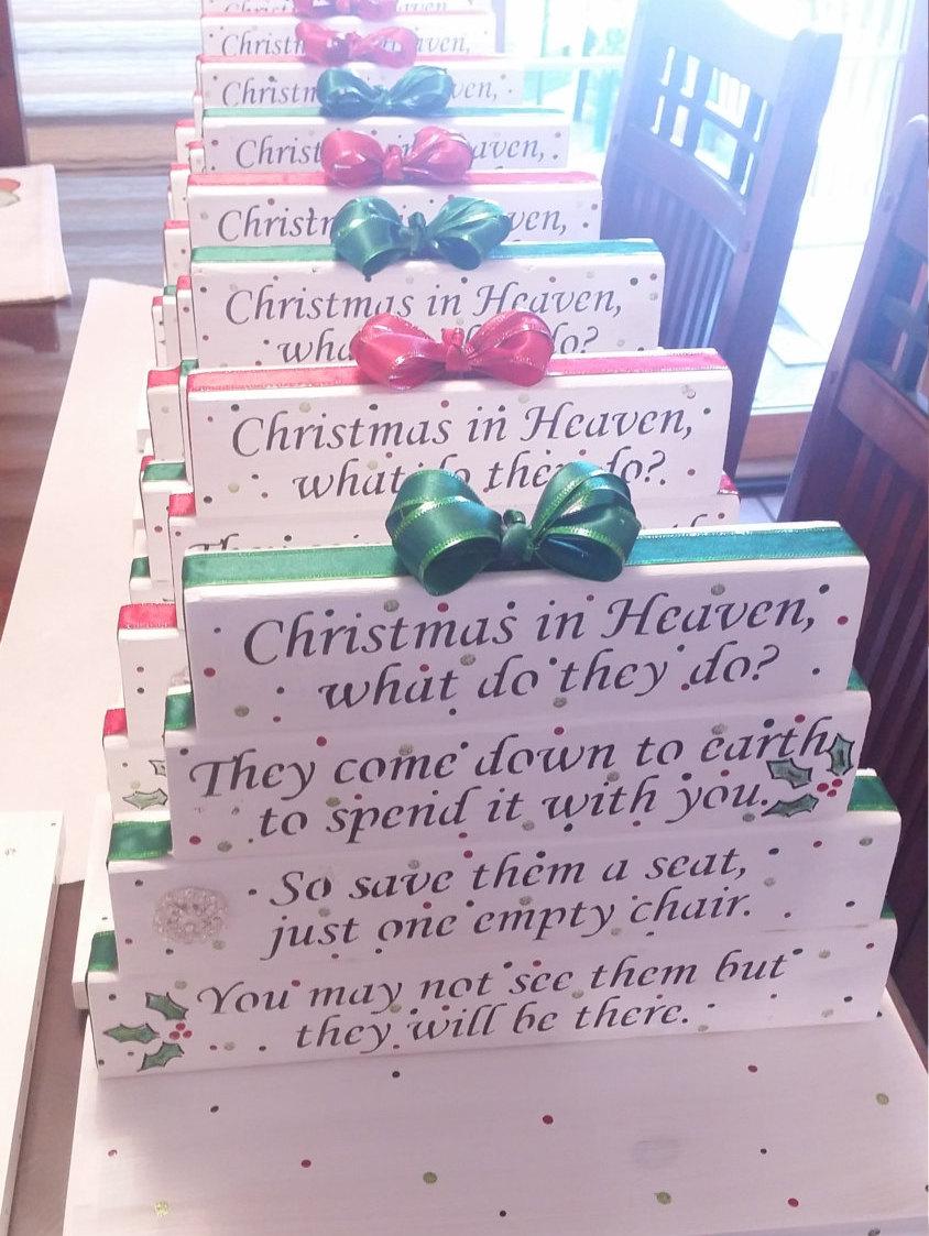 Свадьба - Christmas In Heaven poem table top display handmade memorial decor