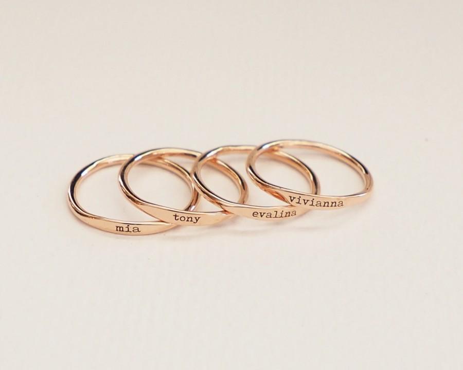 زفاف - 20% OFF*  Skinny Stackable Name Ring - Personalized Coordinates Ring - Longitude Latitude Ring - Skinny Custom Name Ring - Bridesmaids Gift