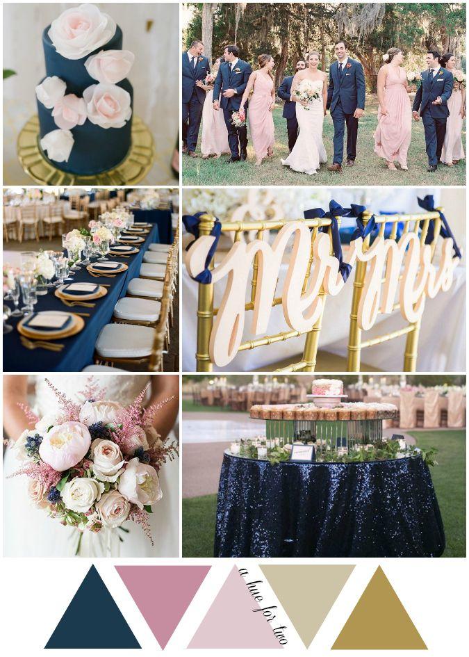 Hochzeit - Navy, Blush And Gold Garden Wedding Colour Scheme