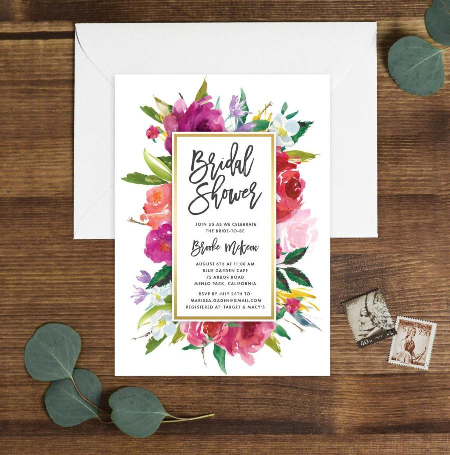 Свадьба - Printable Watercolor Bridal Shower Invitation 