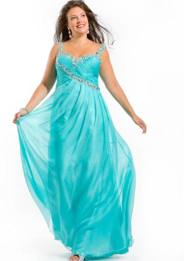 Mariage - Straps Chiffon Floor Length Zipper Crystals Ruched Sleeveless