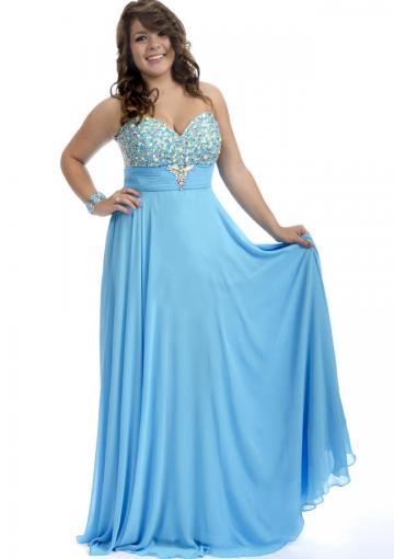 Wedding - Blue Chiffon Ruched Floor Length Sweetheart Lace Up Crystals Sleeveless