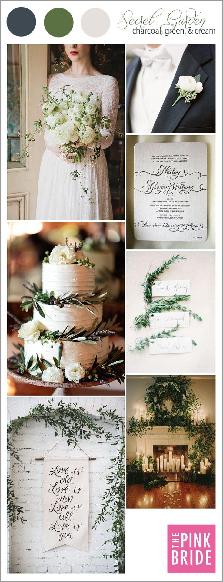 Mariage - Wedding Color Board: Secret Garden Green & Cream