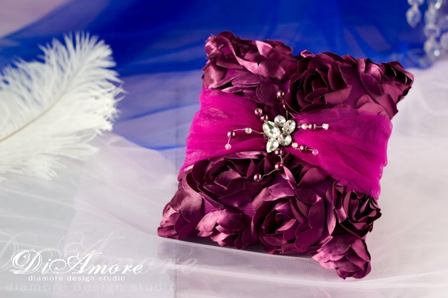 Свадьба - Plum (purple) Wedding Bearer's Pillow / wedding Rings