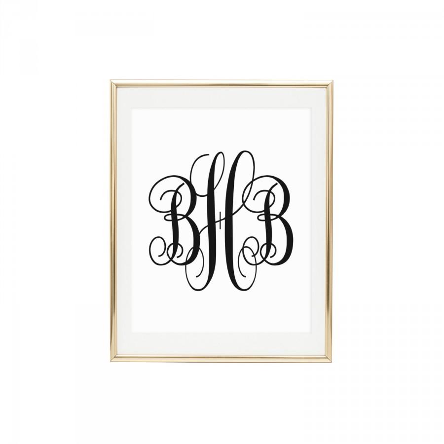 زفاف - CUSTOM MONOGRAM PRINT - Printable Wall Art, Choose letters, size, and colors! - You Print - Home Decor, Wall Print, Initials, Wedding Gift