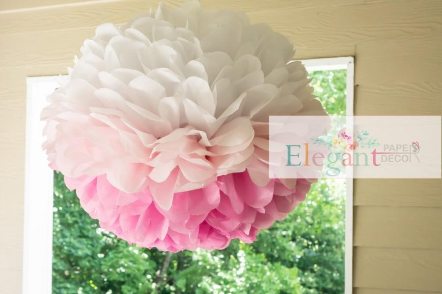 Mariage - Pink Ombre tissue paper pompom, single pom