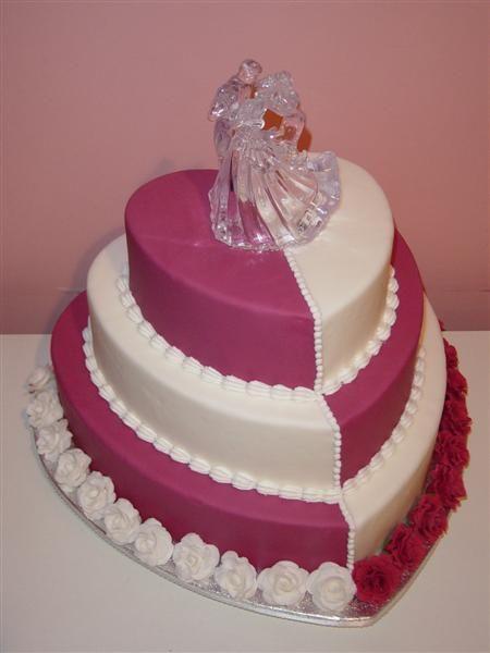 زفاف - Wedding Cake – Black And White Double Heart By Natalya