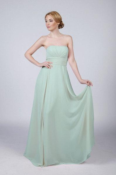 زفاف - Matchimony Aqua Strapless Long Bridesmaid/Prom Dress