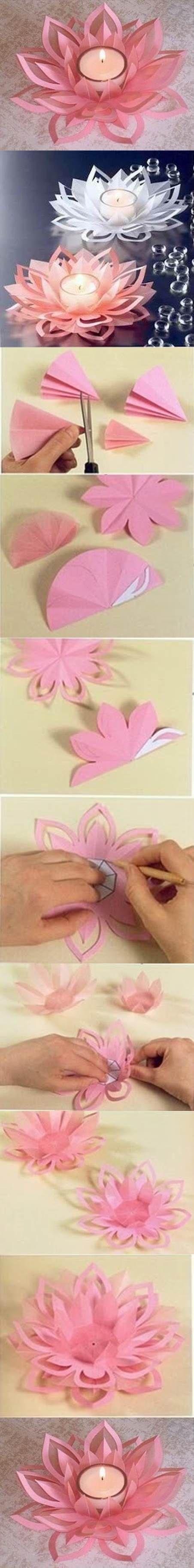 زفاف - DIY Paper Lotus Candlestick
