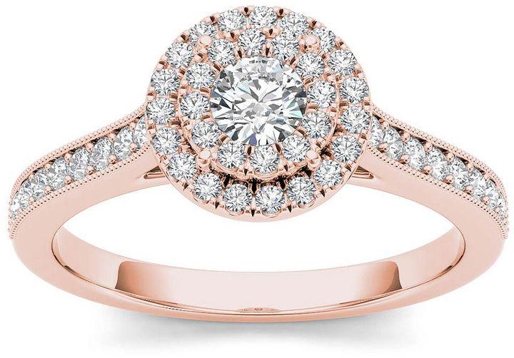 زفاف - MODERN BRIDE 1/2 CT. T.W. Diamond 10K Rose Gold Engagement Ring