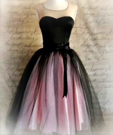 Wedding - Black And Pink Tutu Skirt For Women. Ballet Glamour. Retro Look Tulle Skirt