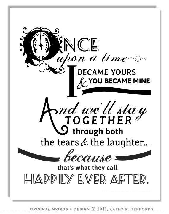 زفاف - Happily Ever After Quote Print For Newlyweds Just Married Couple Decor Love Poem Fairy Tale Art Wedding Quote First Anniversary Gift For Her