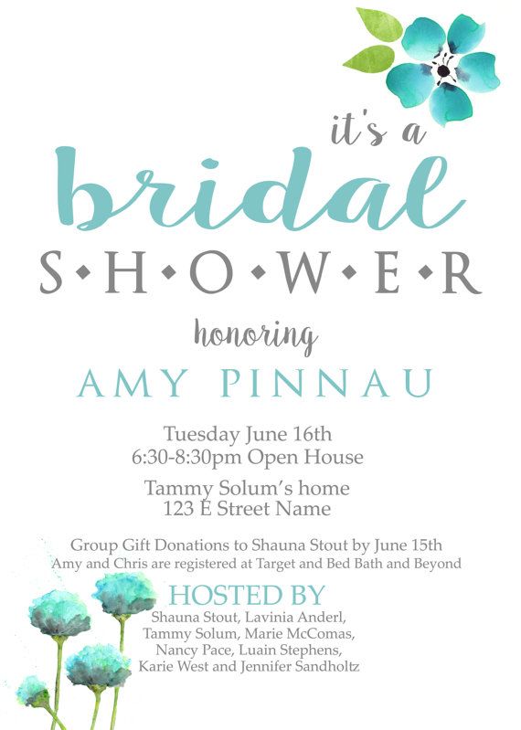 Wedding - Bridal Shower Invitation, Blue And Grey And White, Floral - Invite - Digital Download - Customize