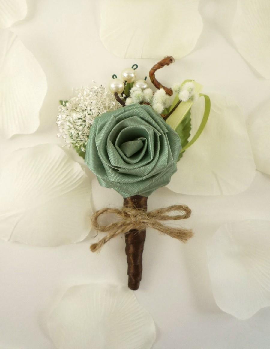 Mariage - Origami Rose Boutonniere - Ecology Style, Groom Boutonniere, Rustic Boutonniere, Woodland Wedding Boutonniere, Country wedding