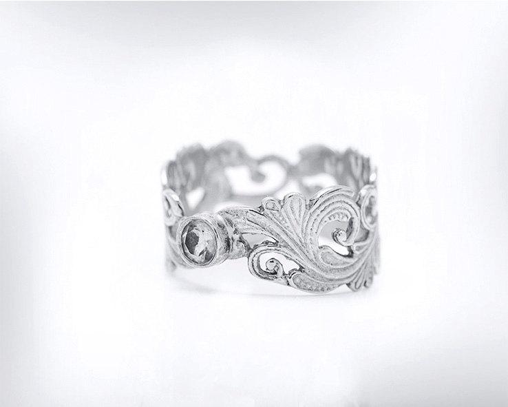 Свадьба - 14k White Gold Engagement Ring, Engagement Ring Vintage, Solitaire Engagement  Ring, April Birthstone Engagement Ring, Free Shipping