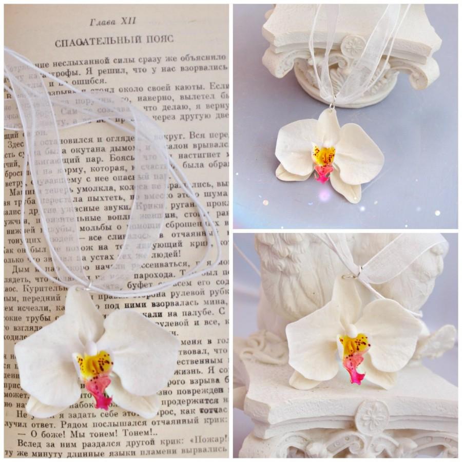 Wedding - White Orchid Necklace, Bridal Jewelry, Bridesmaid Necklace, Orchid Jewelry, Bridesmaid Accessory, Bridal Shower