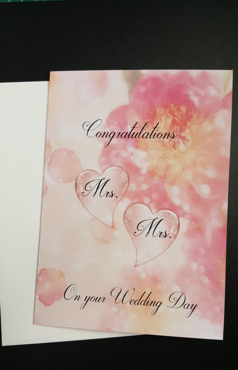 زفاف - Mrs and Mrs Card - Wedding Card for Lesbian Couple, Lesbian Wedding Card, Same sex marriage, Gay greeting card, I Love you card