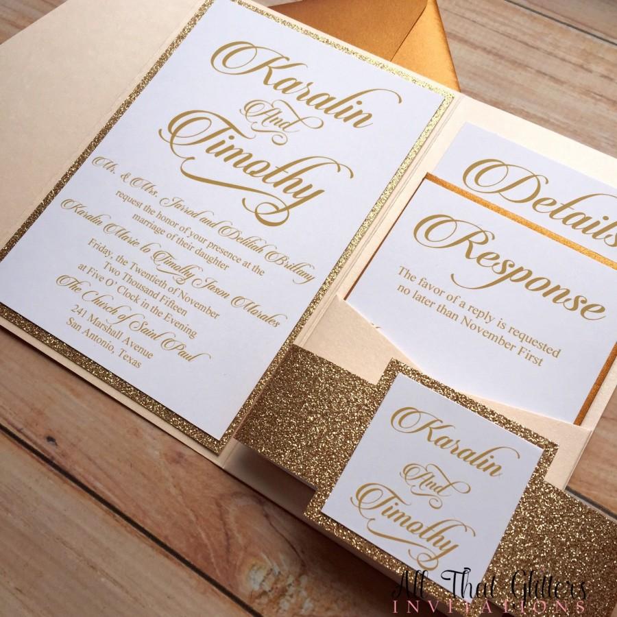 Wedding - DIY Rose Gold Glitter wedding invitations gold 