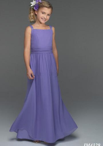Wedding - Lilac Buttons Sleeveless Chiffon Straps Ruched Floor Length