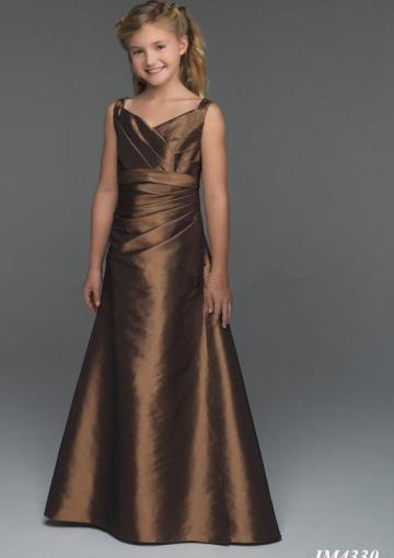 Mariage - Floor Length V-neck Satin Ruched Buttons Sleeveless