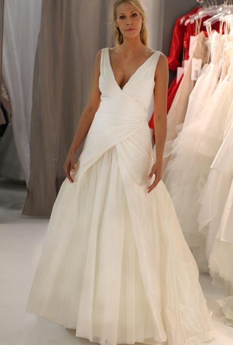 Wedding - Cymbeline - Fall 2012 - Sleeveless Taffeta A-Line Wedding Dress with Deep V-Neckline - Stunning Cheap Wedding Dresses