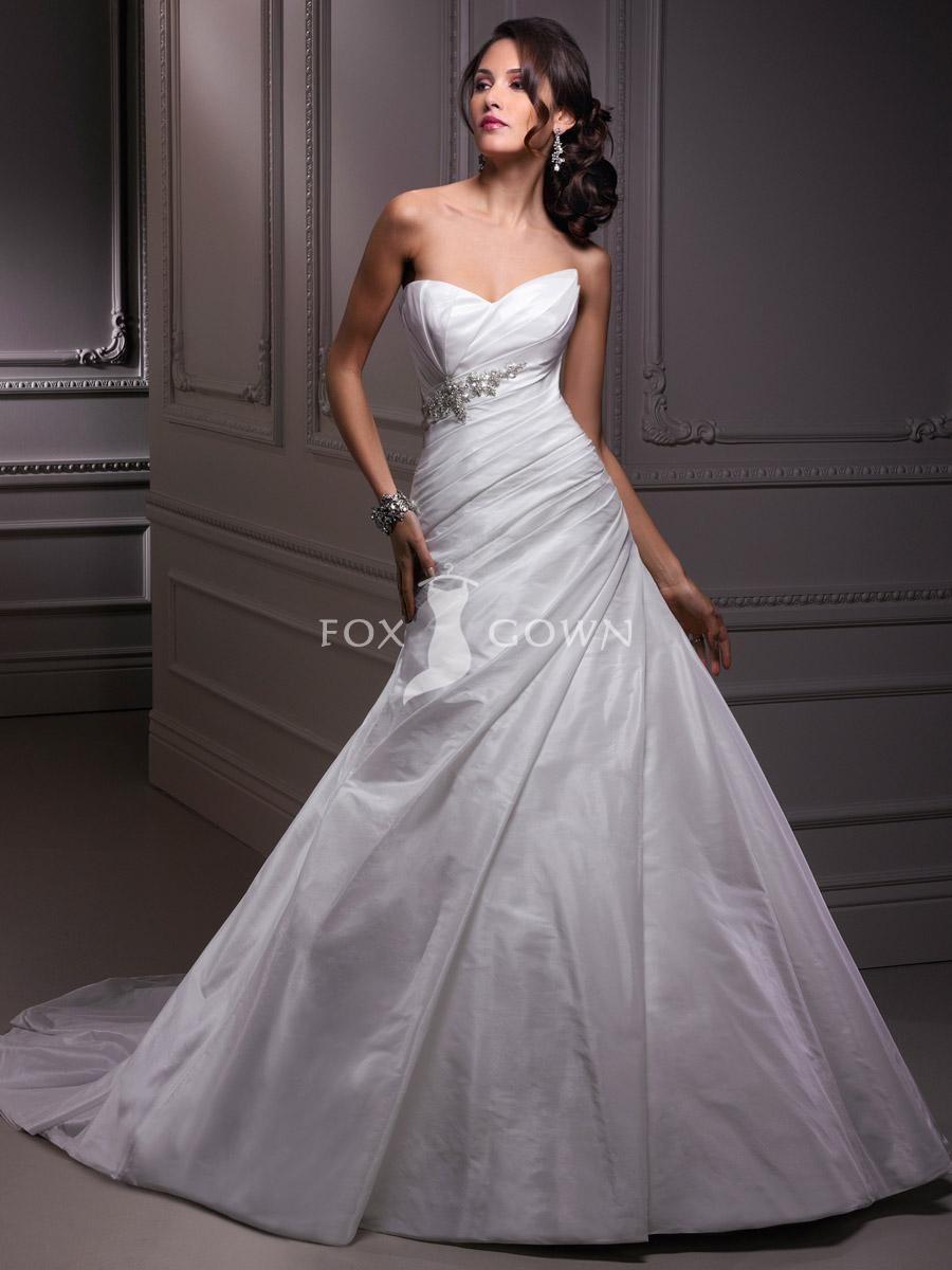 Wedding - Taft a-Linie Brautkleid mit Sweetheart-Ausschnitt und asymmetrische Zug - Festliche Kleider 