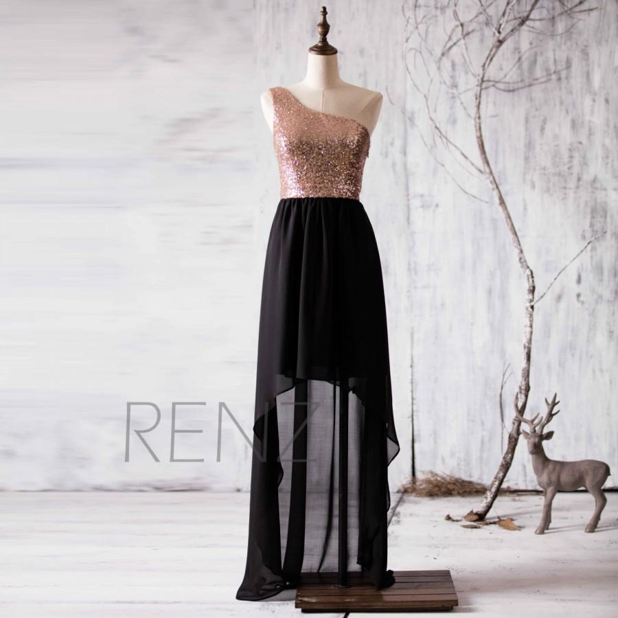 rose gold and black prom dress