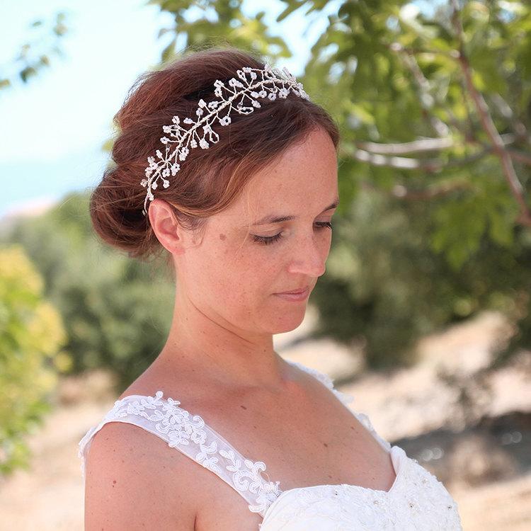 Wedding - Bridal headpiece, bridal crown, bridal halo, wedding tiara, bridal hair vine, hairaccessory, wedding headpiece