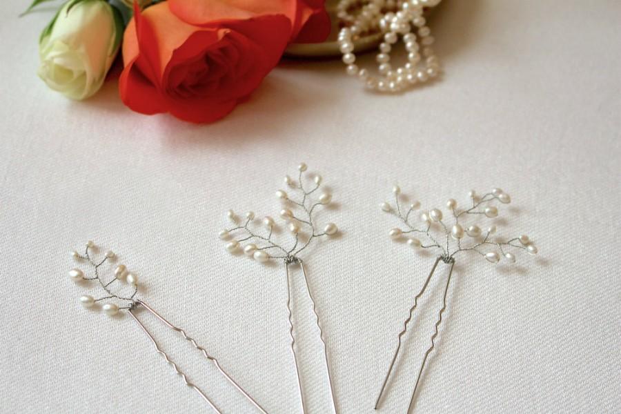 Hochzeit - Pearl hair pins, bridal hair pins, bridal bobby pin, freshwater pearl hair pins, bridesmaid hairpin, real pearl hair pins, wedding hair pins
