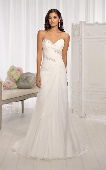Wedding - Simple A-line Sweetheart Lace Ruching Sweep/Brush Train Chiffon Wedding Dresses - Elegant Evening Dresses