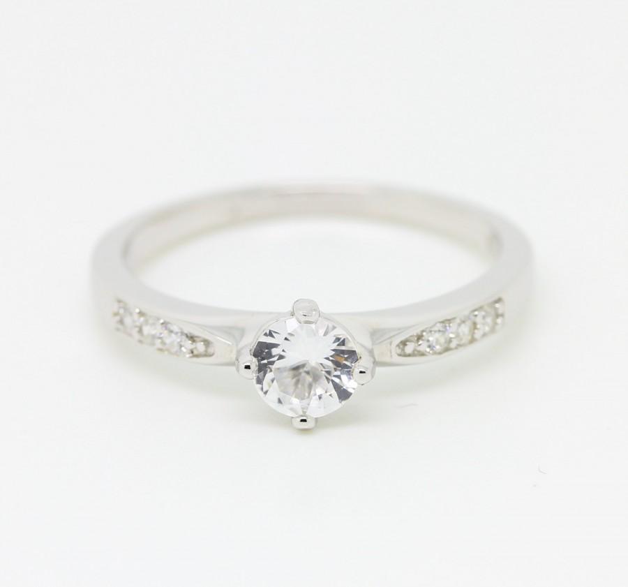 Mariage - Genuine White Moissanite solitaire ring - Available in sterling silver or white gold - engagement ring - wedding ring