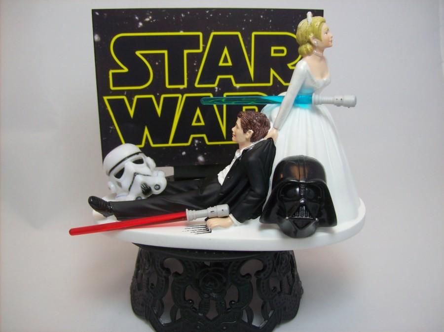 Mariage - Star Wars Darth Vader Stormtrooper Bride and Groom Funny Wedding Cake Topper Jedi Sith Lightsaber Awesome Groom's Cake